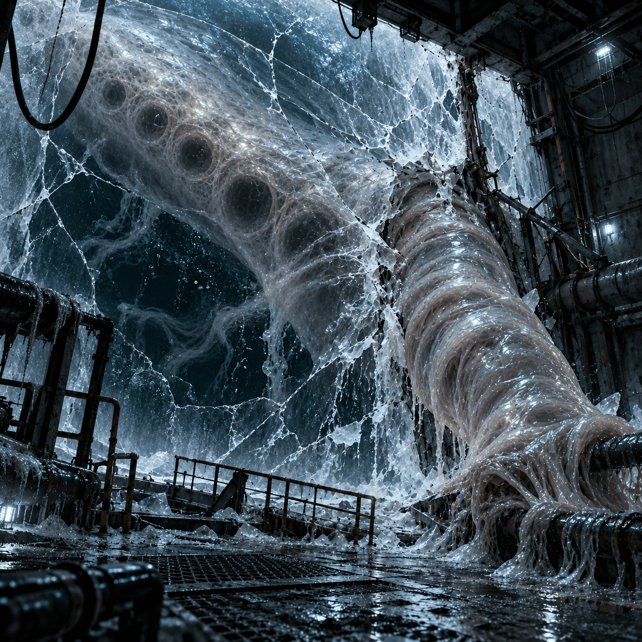 The Pale One pressing a living siphon-limb through fractured ice
