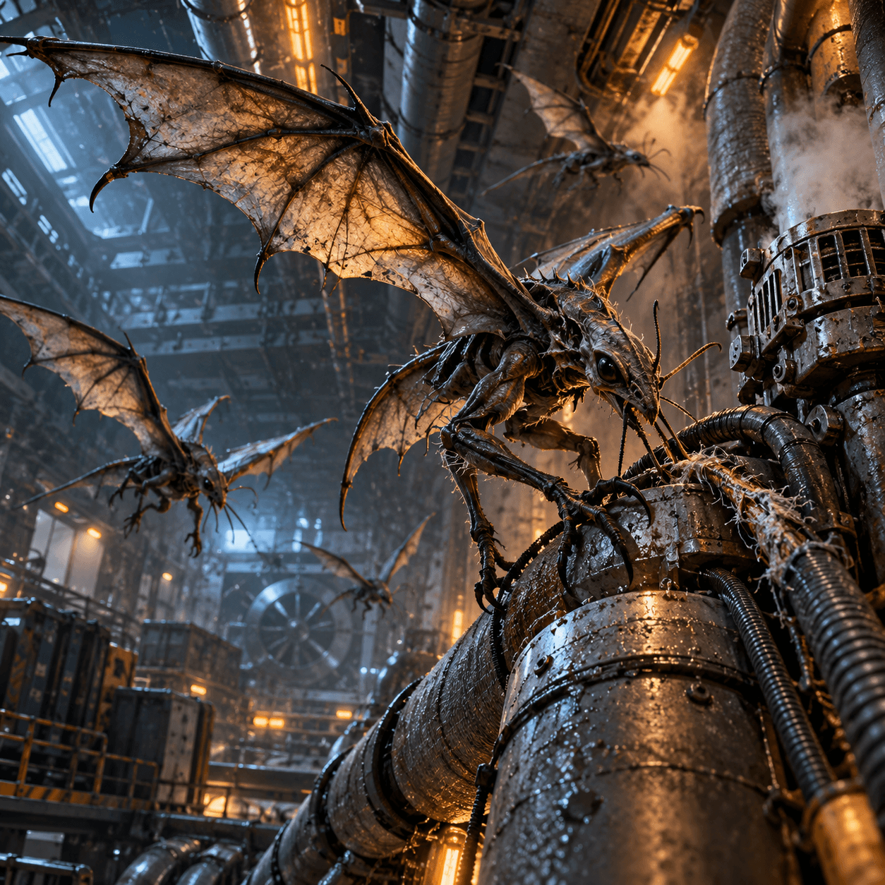 Hull Skimmers attacking exposed hoses in an industrial dock